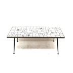 Vintage Zwart Witte Keramieke Salontafel Met Schuine Metalen Poten thumbnail 5