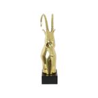 Enorme Vintage Gouden Ibex Gazelle Rams Kop Koperen Sculptuur Xl 56Cm thumbnail 3