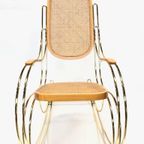 Vintage Schommelstoel Messing Bentwood Regency Stijl Design thumbnail 14