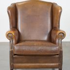 Charmante, Subtiele Engelse Stijl Schapenleren Oorfauteuil Met Mooie Kleuren thumbnail 10