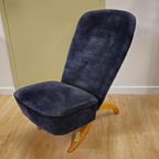 Vintage Theo Ruth Congo Fauteuil Stoel Donker Blauw thumbnail 9