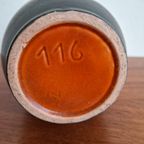Vintage West Germany Vaas Oranje, Zwart thumbnail 4