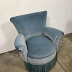 Vintage Cocktailstoel, Frankrijk 1960's, Blauw Velours thumbnail 4