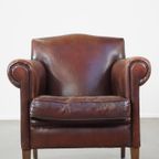 Prachtige, Strak Afgewerkte Design Fauteuil/Armchair Gemaakt Van Schapenleer thumbnail 3