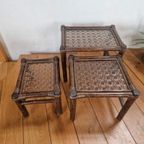 Vintage Manou Bamboe Nest Tafeltjes Mimi Set Jaren 70. thumbnail 11