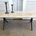Prachtige Retro Vintage Midcentury Travertin Salontafel thumbnail 4