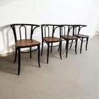 Vintage Bentwood Stoel Met Bloem Patroon Zitting (Thonet?) thumbnail 5