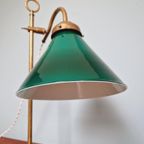 Art Deco Bureaulamp In Messing En Groene Conische Opaline thumbnail 7