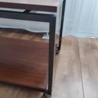 Vintage Bijzet Tafel Trolley Op Wielen Tafeltje Audio Tv thumbnail 11