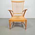 Vintage Fauteuil Beuken Hout Biezen Spijlstoel ’60 Japandi thumbnail 3