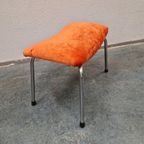 Vintage Voetenbank Oranje Voetenbankje Krukje Jaren 60 thumbnail 7