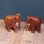 2x Antieke Houten Olifant P/st. thumbnail 2
