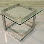 Vintage Chrome En Glas Bijzettafel Salontafel Sidetable thumbnail 8