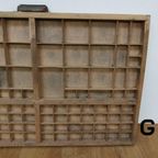 Brocante, Bruine Antieke Houten Letterbak, Wanddecoratie G thumbnail 4