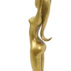 Abstract Beeld Naakte Vrouw Ballerina Art Deco Stijl Messing 51cm thumbnail 3