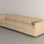 Charles Pfister For Knoll Mid-century White Leather Sofa And 4 X Cube Club Chairs thumbnail 3