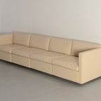 Charles Pfister For Knoll Mid-Century White Leather Sofa And 4 X Cube Club Chairs thumbnail 3