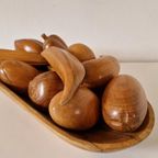 Vintage Fruitschaal Teakhout Met Houten Fruit Beeld Kunst thumbnail 3