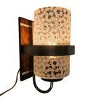 Vintage Wandlamp - Gesatineerd Glas - Messing - Teak - Scandinavisch - 60'S thumbnail 2