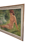Vintage Schilderij Van Lena En De Zwaan Uit 1956 thumbnail 4