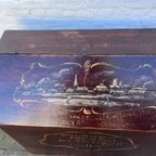 Antiek Beschilderde Eiken Kist 77 Cm Breed thumbnail 3
