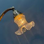 Franse Art Nouveau Tafellamp Met Transparante Glazen Kap thumbnail 11