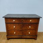 Vintage Frans Dressoir Commode Ladekast Badkamermeubel Met Marmer Blad 811 thumbnail 4