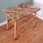 Mooie Vintage Trolley Bar Cart In Deens Stijl. Nu Met Nieuw Blad Toegevoegd. thumbnail 3