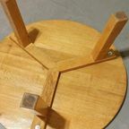 Vintage Brutalist Massief Eiken Salontafel, Rond thumbnail 13