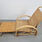 Vintage Boho Rotan Ligstoel Lounge Chair '60 Verstelbaar thumbnail 8