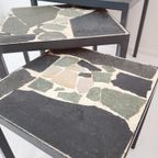 Vintage Stone Side Table Set | Nesting Tables Grey thumbnail 5