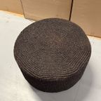 Ronde Zwarte Sisal Poef, Op 3 Houten Poten thumbnail 13