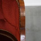 Zeer Charmante Art Deco “wolken” Eetkamer/ Bijzetstoel Met Luxe Rode Bekleding thumbnail 6