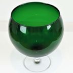 Grote Vintage Groene Glazen ‘Brandy Glass’ Vaas Beker Mond Geblazen 26Cm thumbnail 4