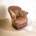 Vintage Oudroze Fauteuil / Eenzit Met Franjes thumbnail 6