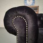 Brighton 2-zits Classic Chesterfield Bank – Zwart Stof thumbnail 3