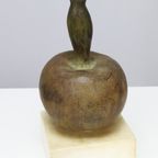 Sculpture Female Figure On Apple By Godfried Pieters thumbnail 2