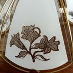 Vintage Hollywood Regency Hanglamp Met Messing En Glazen Bloemenkap – Jaren '80 Eyecatcher thumbnail 13