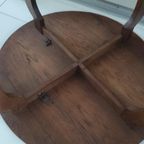 Vintage Bijzettafel Salontafel Rond Bruin Eiken thumbnail 6