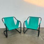 Tweetal Vintage Deense Fauteuils, Xcol, Zwart Staal Met Groene Stof, 1980’s thumbnail 9