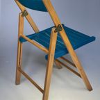 Set Van Twee Vintage Klapstoelen, Groen / Blauwe Zitting. Nederland 1980'S thumbnail 12