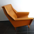 Vintage Fauteuil Oker Kleurig Skai, Jaren 50 thumbnail 5