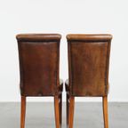 Set Van 6 Comfortabele, Statige Eetkamerstoelen Van Schapenleer thumbnail 5
