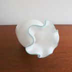 Wit Swirl Vaasje Met Turquoise Murano  Mondgeblazen, Jaren '60/'70 thumbnail 5