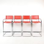 4 Krukken Rood Tuig Leer | Chroom | Marcel Breuer thumbnail 9