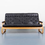 1970’s Sculptural Danish Modern Patchwork Leather Sofa / Bank thumbnail 3