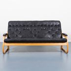 1970’S Sculptural Danish Modern Patchwork Leather Sofa / Bank thumbnail 3