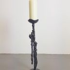 Vintage Brutalist Vloer Kandelaar Cast Iron Mid Century 1960 thumbnail 2