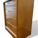 Vintage Houten Ladekast Kast – 4 Lades Met Metalen Grepen thumbnail 2