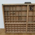 Brocante, Bruine Antieke Houten Letterbak, Wanddecoratie E thumbnail 8